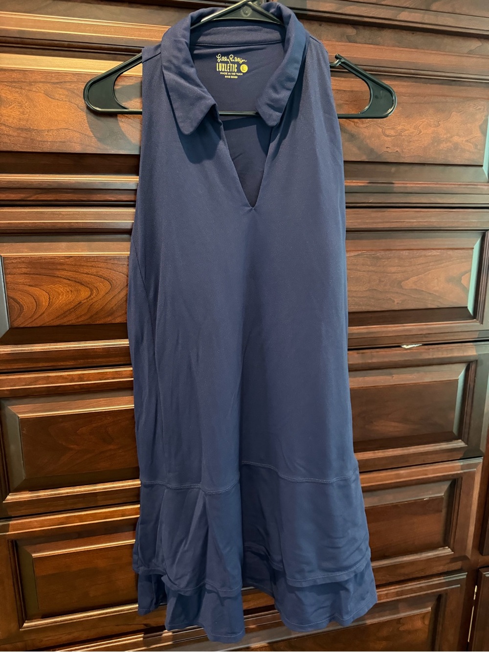 Lilly Pulitzer Navy Ruffle-Hem Sleeveless Polo Dress